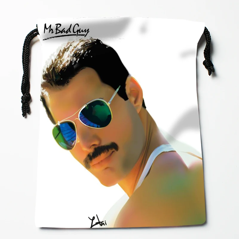 Новое поступление Freddie Mercury сумки на шнурке с принтом 18x22 см Мягкая атласная ткань