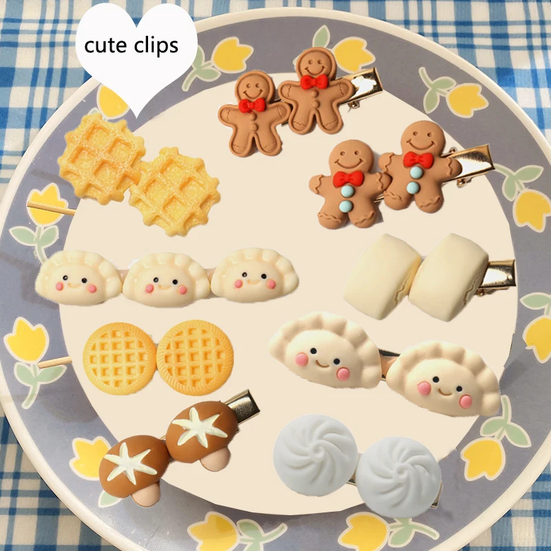 

Cute Side Top Hair Clips Orange Gingerbread Hair Ornament Biscuit Hairpins for Girls Headdress Creative Hair Accessories