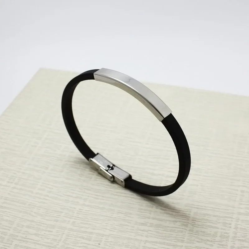 Модные ювелирные изделия силиконовая резина посеребренный бар 215 мм Нержавеющая