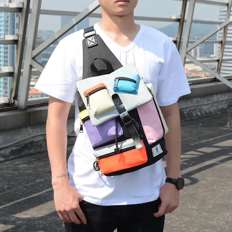 

Повседневная нагрудная сумка для мужчин и женщин, модная практичная сумочка на плечо из ткани Оксфорд с USB-зарядкой, Многофункциональный са...