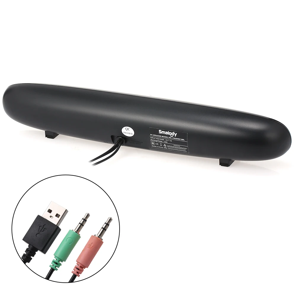 Портативная звуковая панель Smalody с питанием от USB проводная s 3 5 мм 10 Вт микрофон