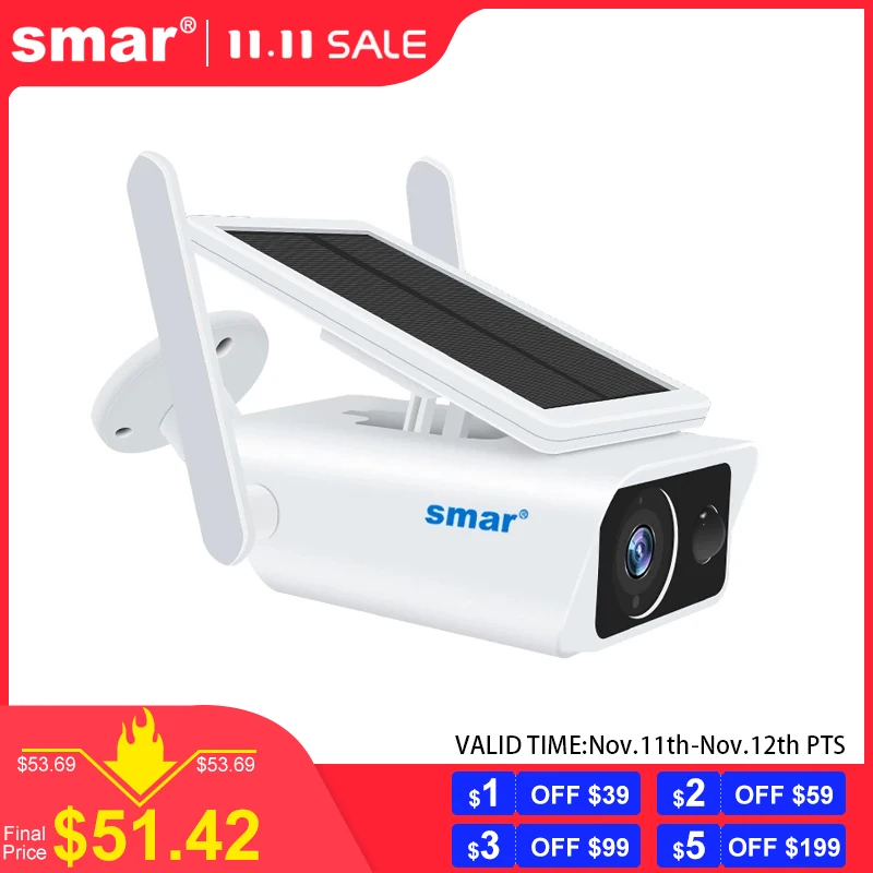 

IP-камера Smar с Wi-Fi и солнечной батареей, 1080P, Full HD