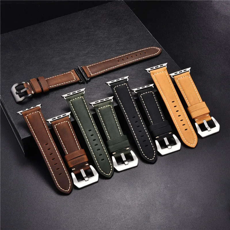 

Ремешок для часов Apple Watch Series 5, 4, 3, кожаный, 42, 38 мм, 40 мм