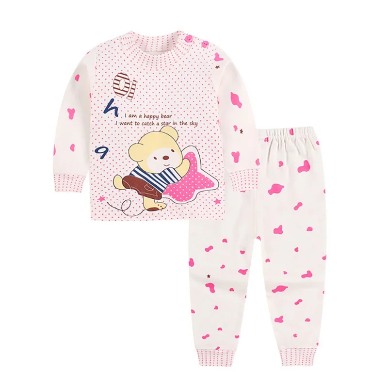 

10 colors 2pcs/set kids pajamas set girls baby boys clothes top+pants cotton baby pajamas sleepwear