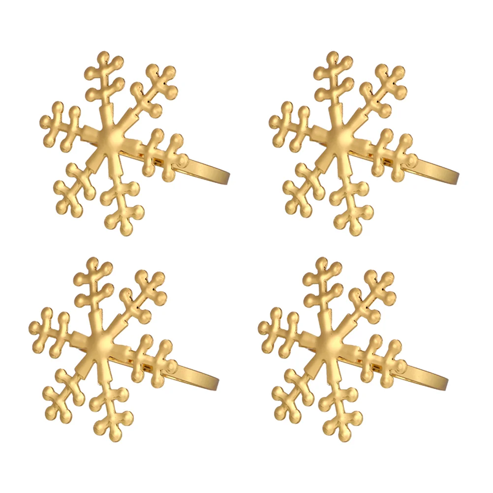 4pcs Napkin Buckles Snowflake Rings Exquisite Tissue (Golden) | Дом и сад