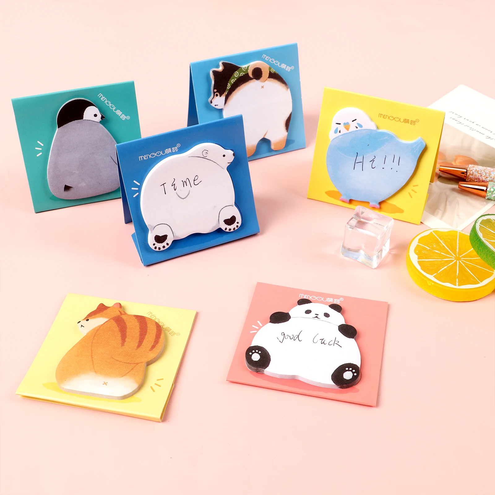 

16 шт., самоклеящиеся заметки с мультяшными животными