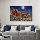 Рождественские картины Санта Клаус Лось и снег, Картина на холсте, настенные художественные современные плакаты и принты в гостиной, Декор для дома