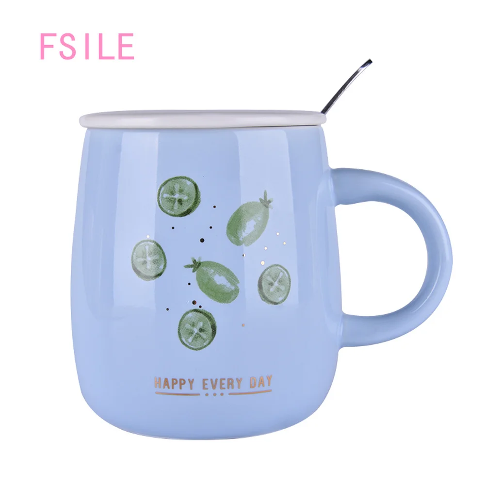 FSILE креативная кружка с крышкой ложка для девочки керамическая чашка кофе милая