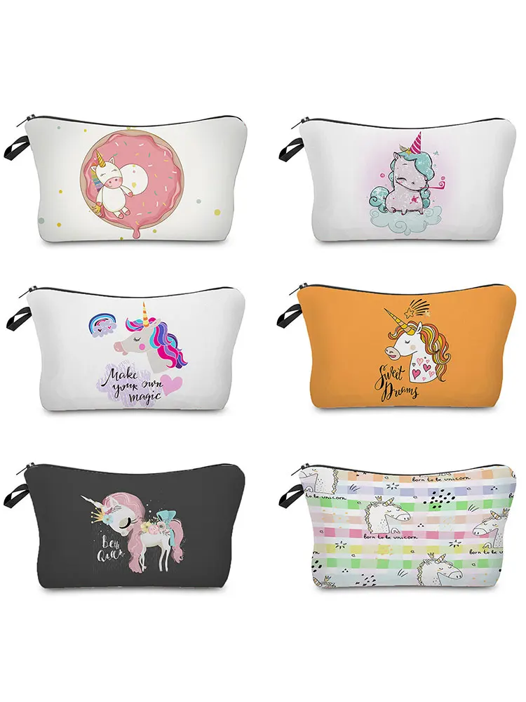 

lovely Printed Unicorn Cosmetics Organizer Bag Portable Women's Makeup Bag Custom Made Storage Bags for Kids Small Pencil Case