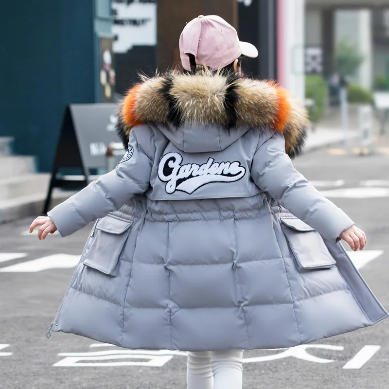 Детская куртка пуховик для девочек зимнее теплое длинное пальто парка с