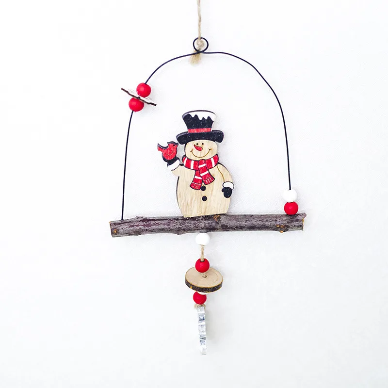 snowman Милые деревянные металлические рождественские мотивы Санта Клаус отправить подарок подвесная Елочная игрушка украшения для домашнего праздника - Цвет: snowman