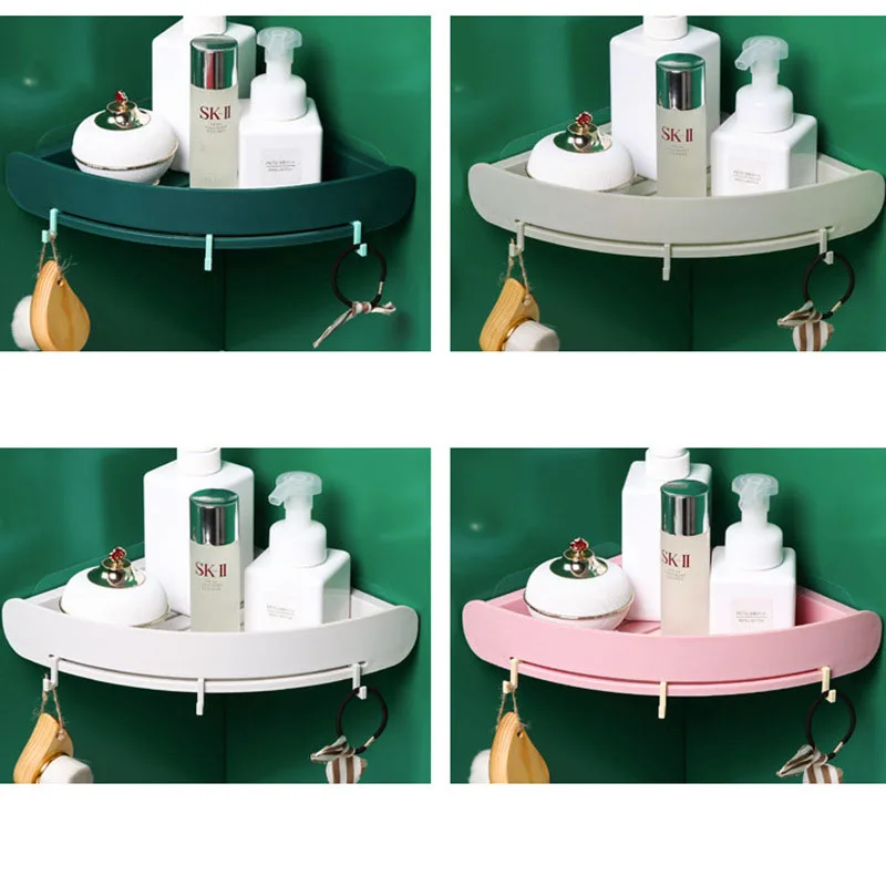 Пластиковая полка органайзер для ванной комнаты угловая с защелкой настенный