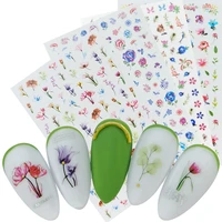 1 sheet 3d nail art stickers sliders flowers mandala leaf feather ultra thin nails decals adhesive foil design manicure