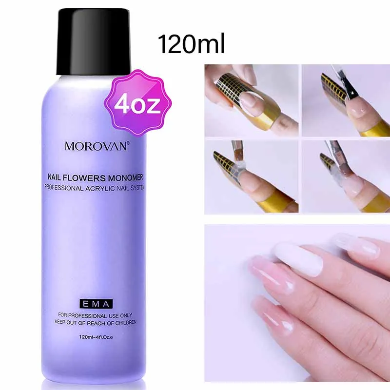 

Morovan 120ml Quick Building Acrylic Powder and Liquid Nail Extension Set For Poly Builder Gel Clear Pink Nail Tips Builder