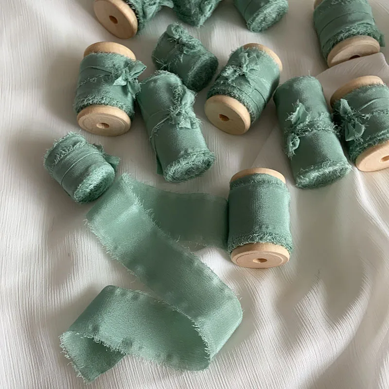 25 50 мм шелковая потертая лента ручной работы для свадебного букета приглашение