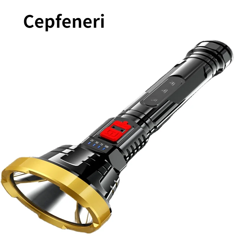 Суперъяркий светодиодный фонарик с зарядкой от USB, мощный многофункциональный портативный светильник большого радиуса действия для дома и улицы, спецназ - изображение