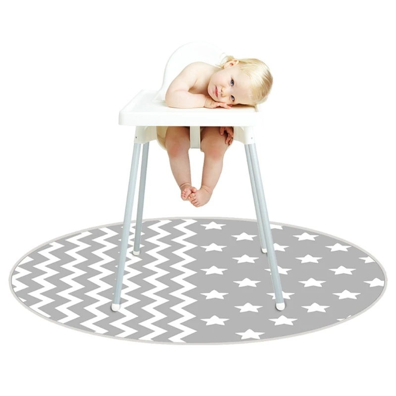 

Highchair Floor Protector Mat Anti-Slip Silicone Spot Mat Baby Eatting Mat Round Floor Crawling Play Mat