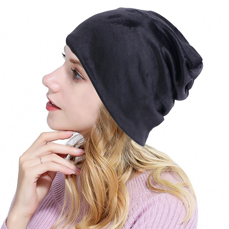 

Woman Winter Flannel Skullies Solid Color Hat Plus Velvet Thick Warm Beanie Hat Ear Flaps Girls Cute Fluff Knit Cap