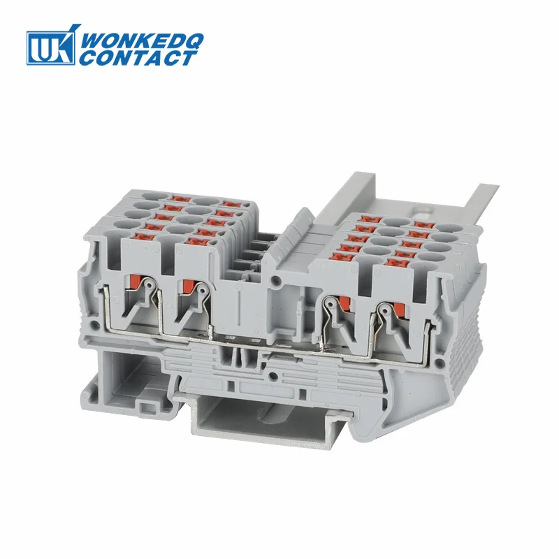 10Pcs PT2.5-QU Push-In Spring 4-Conductor Strip Plug PT 2.5 QUATTRO Wire Electrical Connector Din Rail Terminal Block PT 2.5-QU