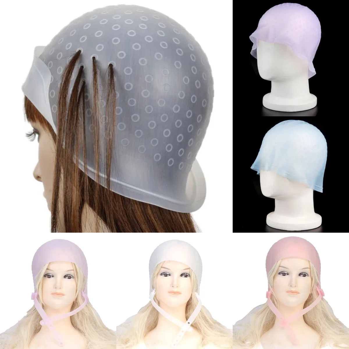 

Reusable Hair Colouring Highlighting Dye Cap Frosting Tipping Color Professional Salon Styling Tools