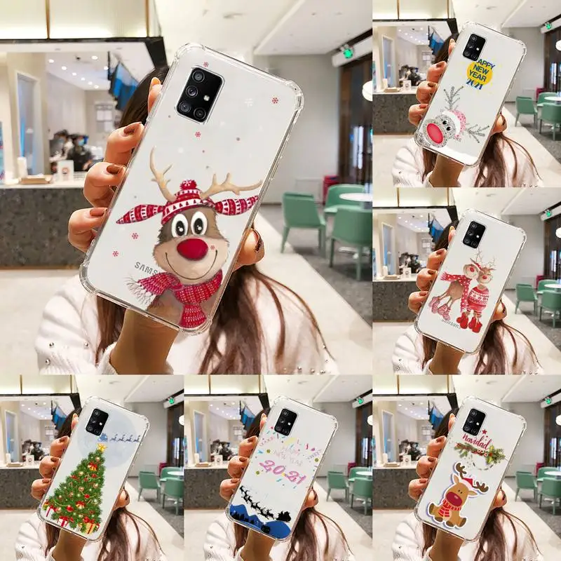 

Christmas new Year Cartoon Phone Case Transparent For Samsung A51 A50 A71 A70 A81 M60S Note S21 S 20 10 9 8 11 E Plus Ultra