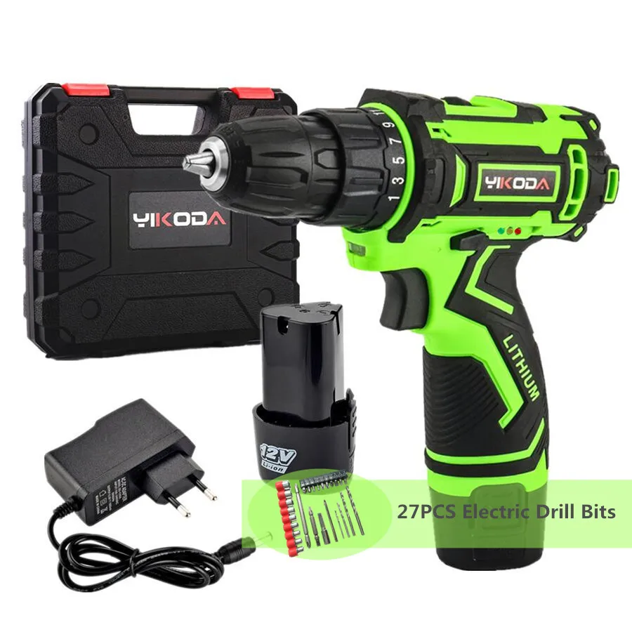 12V-SET6 YIKODA 12 В Электрическая отвертка перезаряжаемая литиевая батарея Parafusadeira Furadeira Беспроводная электрическая дрель DIY электроинструменты - Цвет: 12V-SET6