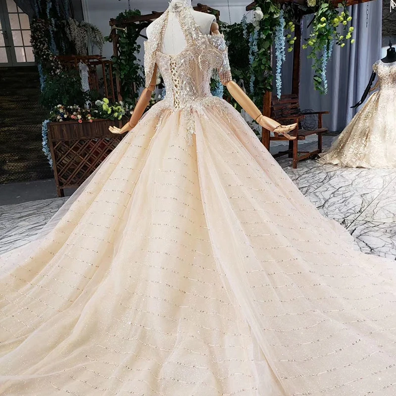 HTL658 бальное платье свадебное принцесса соборный Поезд Половина рукава блестками