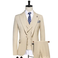 jacketvestpants boutique pure color mens business formal suit three piece set and two piece set groom wedding dress s 5xl