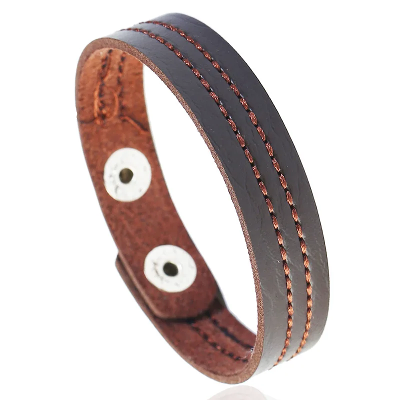 S33 Adjustable Unisex Surfer Leather Hemp Braid Wristband Bracelet Dark Brown 