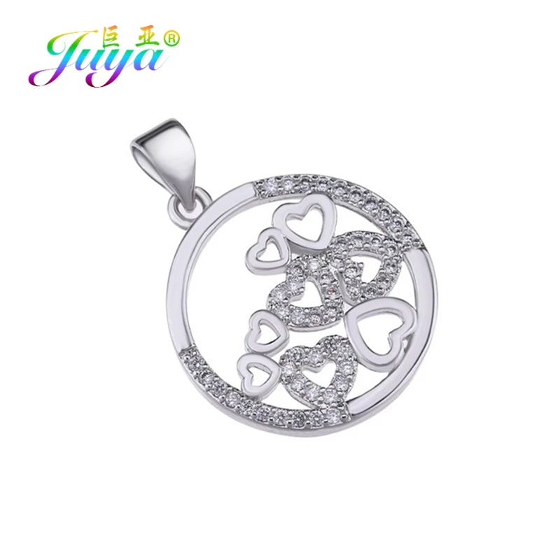 Juya Micro Pave Циркон золото/серебро/розовое золото Любовь Подвеска в виде сердца поставки для женщин модные ювелирные изделия