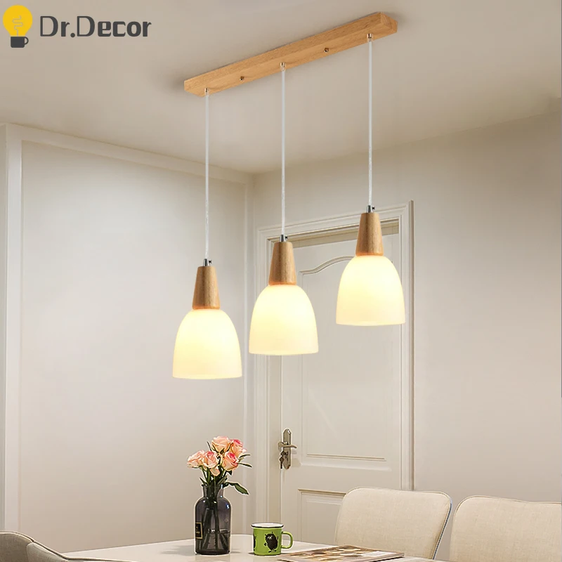 

Подвесные светильники в скандинавском стиле, винтажная Подвесная лампа из деревянного стекла для ресторана, кафе, столовой, кухни, подвесные светильники