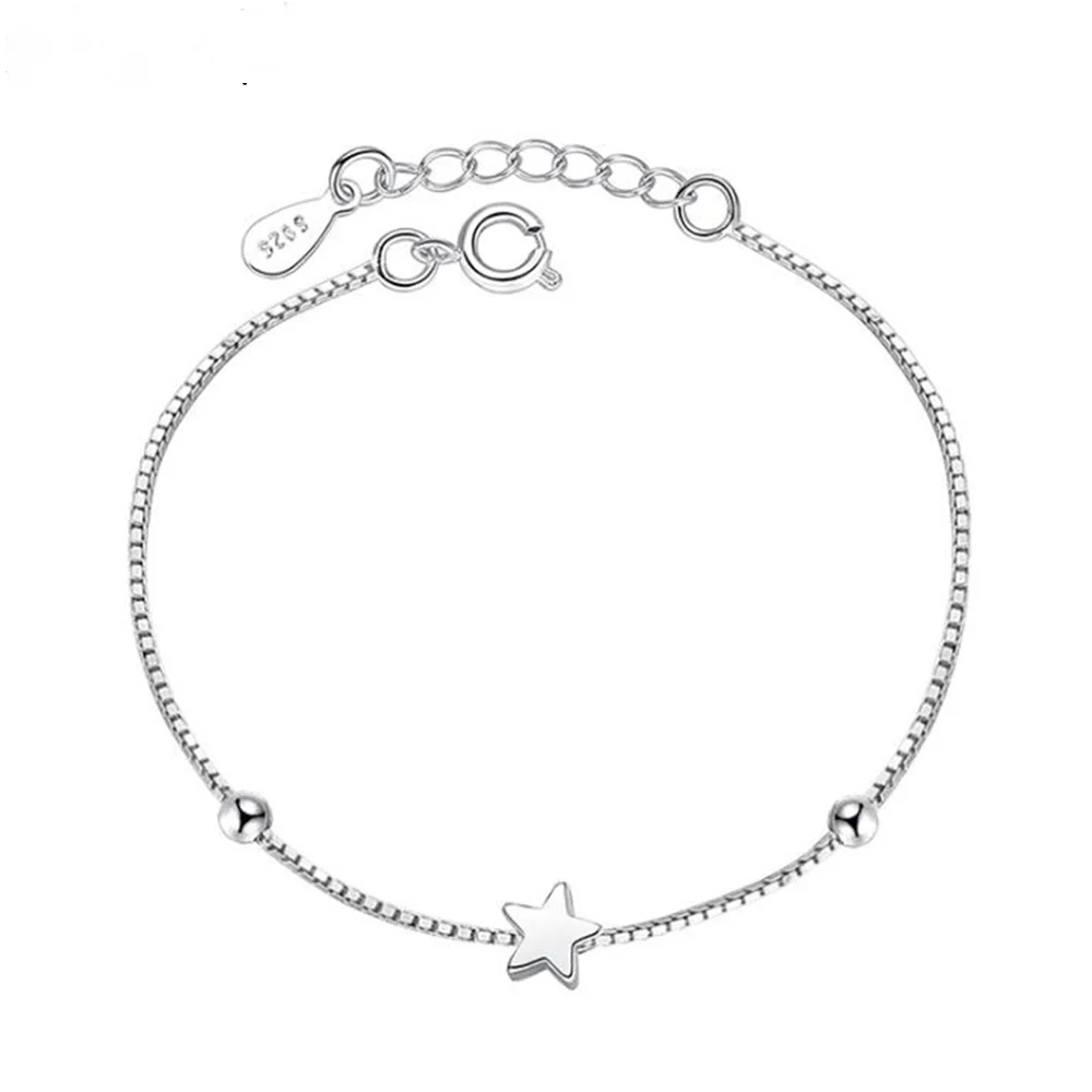 

Женский браслет из серебра 925 пробы, с пятиконечной звездой, 16,5 + 3 см