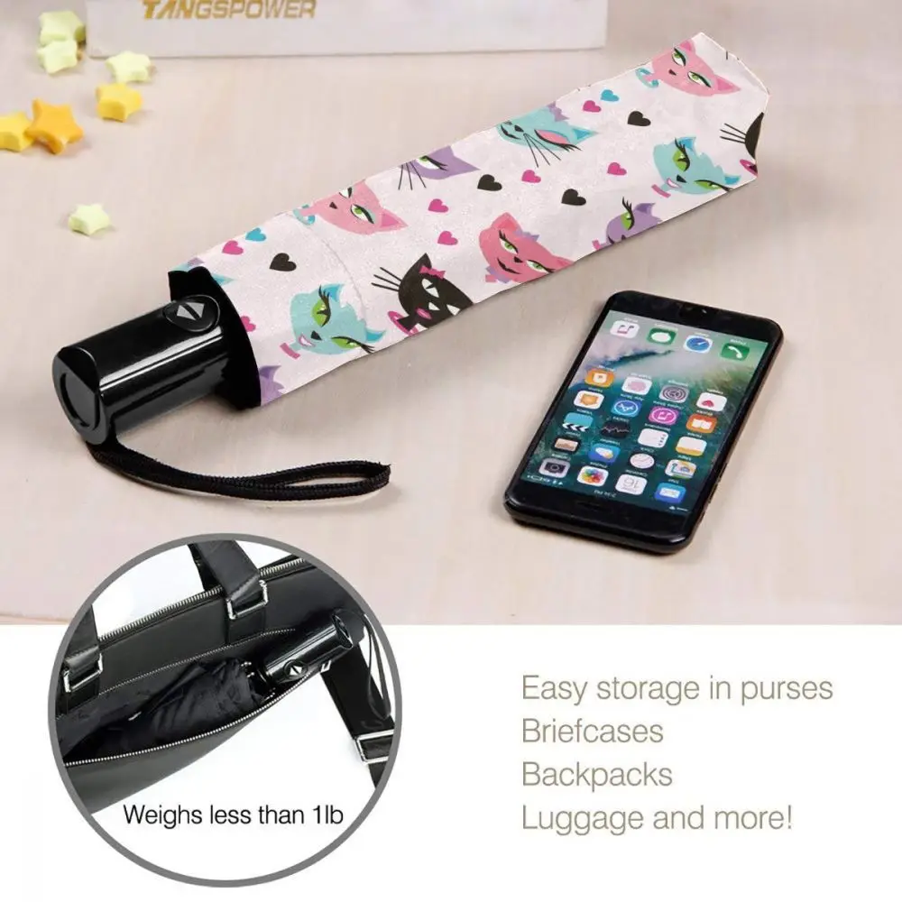 

Cute Kitty Sexy Cat Windproof Automatic Folding Inverted Umbrella Portable Paraguas for Man Woman