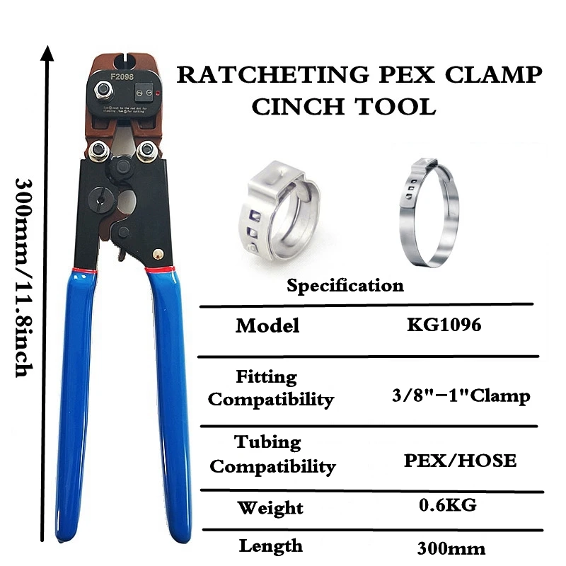 

Инструмент зажима NB PEX Cinch для крепления нержавеющих зажимов от 3/8 до 1 дюйма с калибровочным датчиком подходит для ASTM F2098 и Non F