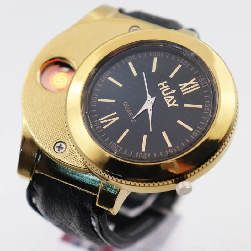 Мужские часы с прикуривателем USB зарядкой модные спортивные кварцевые для улицы