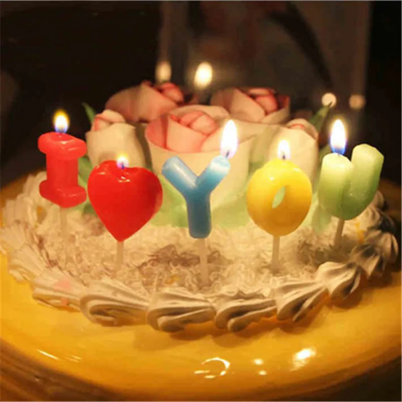 DIY свечи с надписью «I Love You» и надписью «Happy Birthday», новые романтические свечи для свадьбы и юбилея, украшения для торта, вечерние украшения для свадьбы