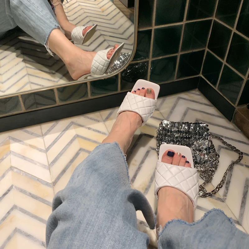 Sandalias De Verano Para Mujer женские шлепанцы на высоком тонком каблуке с квадратным носком