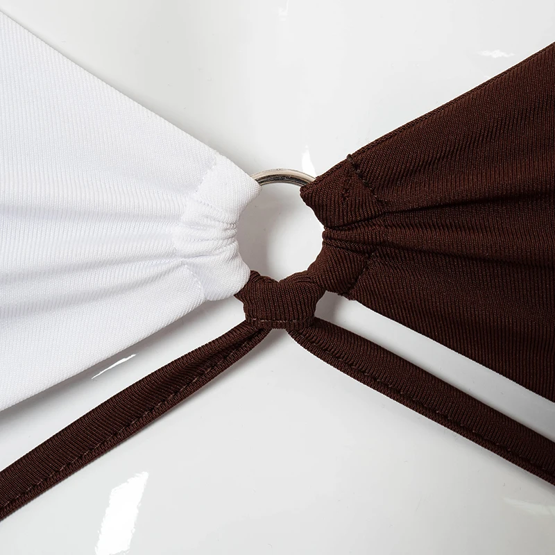 

Girlchic Shorts Sets Skinny Slim Sexy Mode Summer Two Piece Set Women Hit Color Lace Up Backless Brat Elastic High Waist Bottom