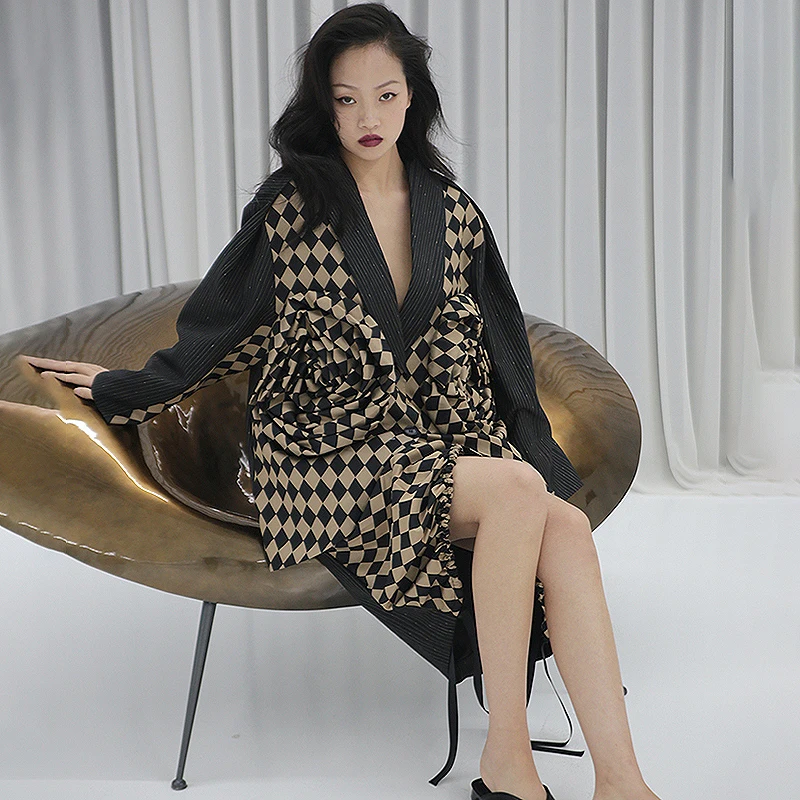 Блейзер TWOTWINSTYLE с длинным рукавом в стиле пэчворк|Женские пиджаки| |