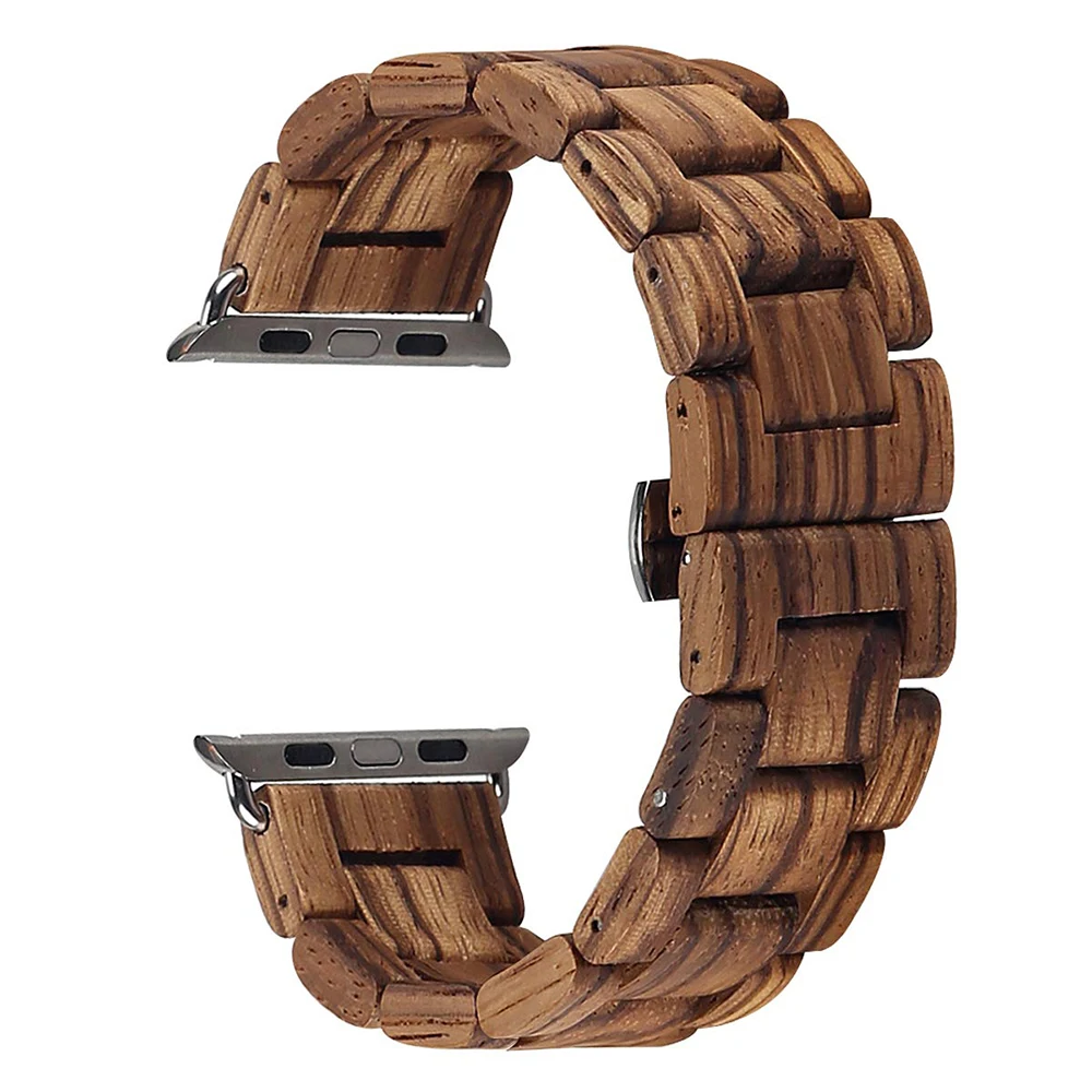 Деревянный браслет для apple watch5 4 band 44 мм 40 мм Высокое качество цельная древесина часы ремень для iwatch 3 2 1 38 мм 42 мм петли аксессуары