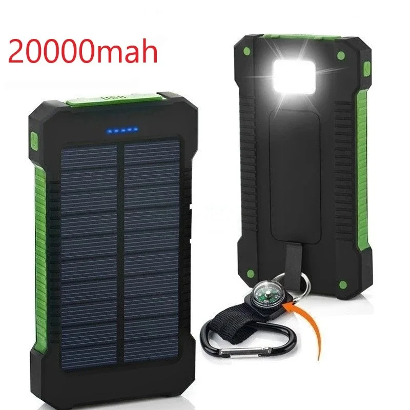

Solar Power Bank Waterproof 30000mAh Solar Charger USB Ports External Charger Powerbank for Xiaomi 5S Smartphone with LED Light