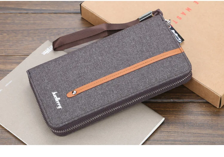 Новый холщовый мужской кошелек дизайнерский на молнии длинный зажим для банкнот