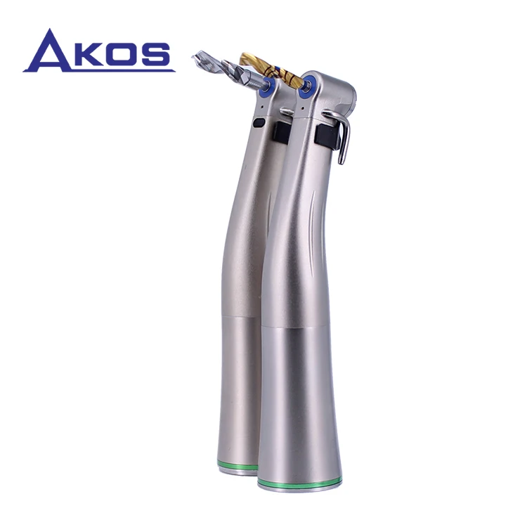 

Dental implants products push botton contra angle 20:1 reduction spray outer water LED light Green handpiece for CA bur