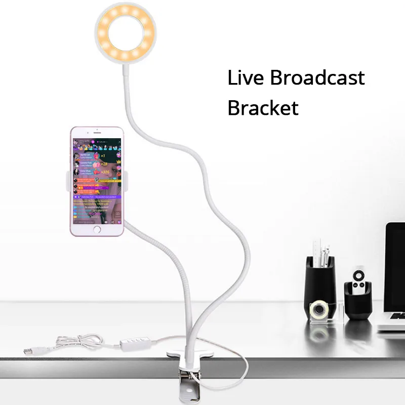 

Светодиодный кольцевой светильник для селфи с держателем для мобильного телефона, кольцевой светильник для селфи в фотостудии для прямой т...