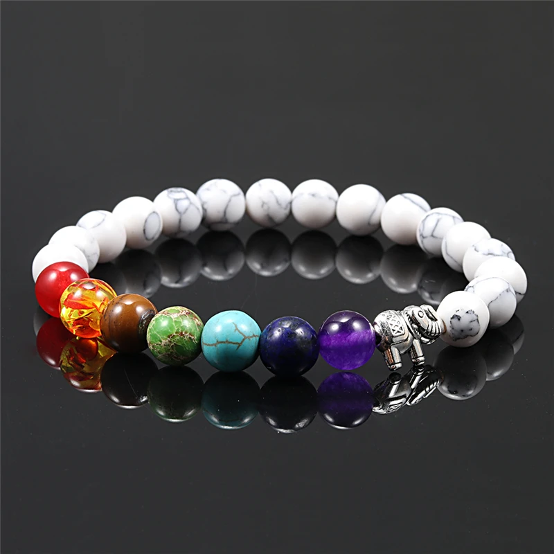 Мужской и женский браслет из 7 чакр с подвеской натурального камня лавы дерева