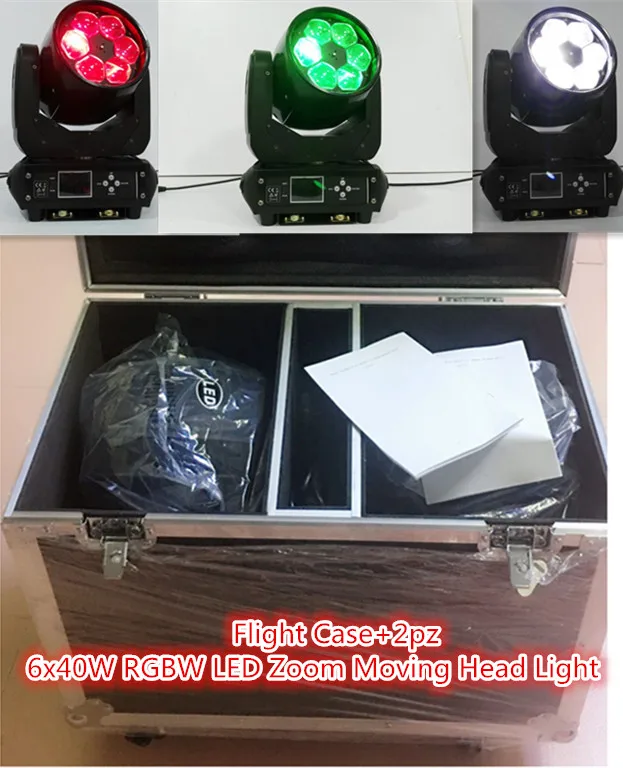 Кейс для полета + 2pz/Улучшенный светодиодный луч света Зум 6x40 Вт 4 в 1 RGBW зум