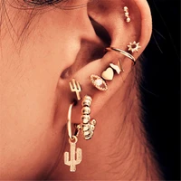 bls miracle 9pcsset boho gold color metal drop dangle earrings for women geometric eyes moon star female earring trendy jewelry