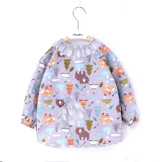 Детские нагрудники водонепроницаемые с длинным рукавом и мультяшным рисунком |