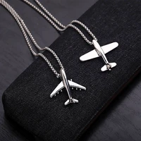 1pc airplane geometric pendant necklace hip hop statement tiny aircraft simple paper gift jewelry