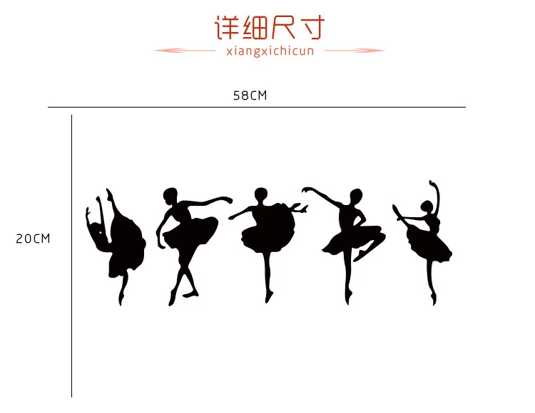 3D акриловая Зеркальная Наклейка на стену балетная танцовщица форма съемный